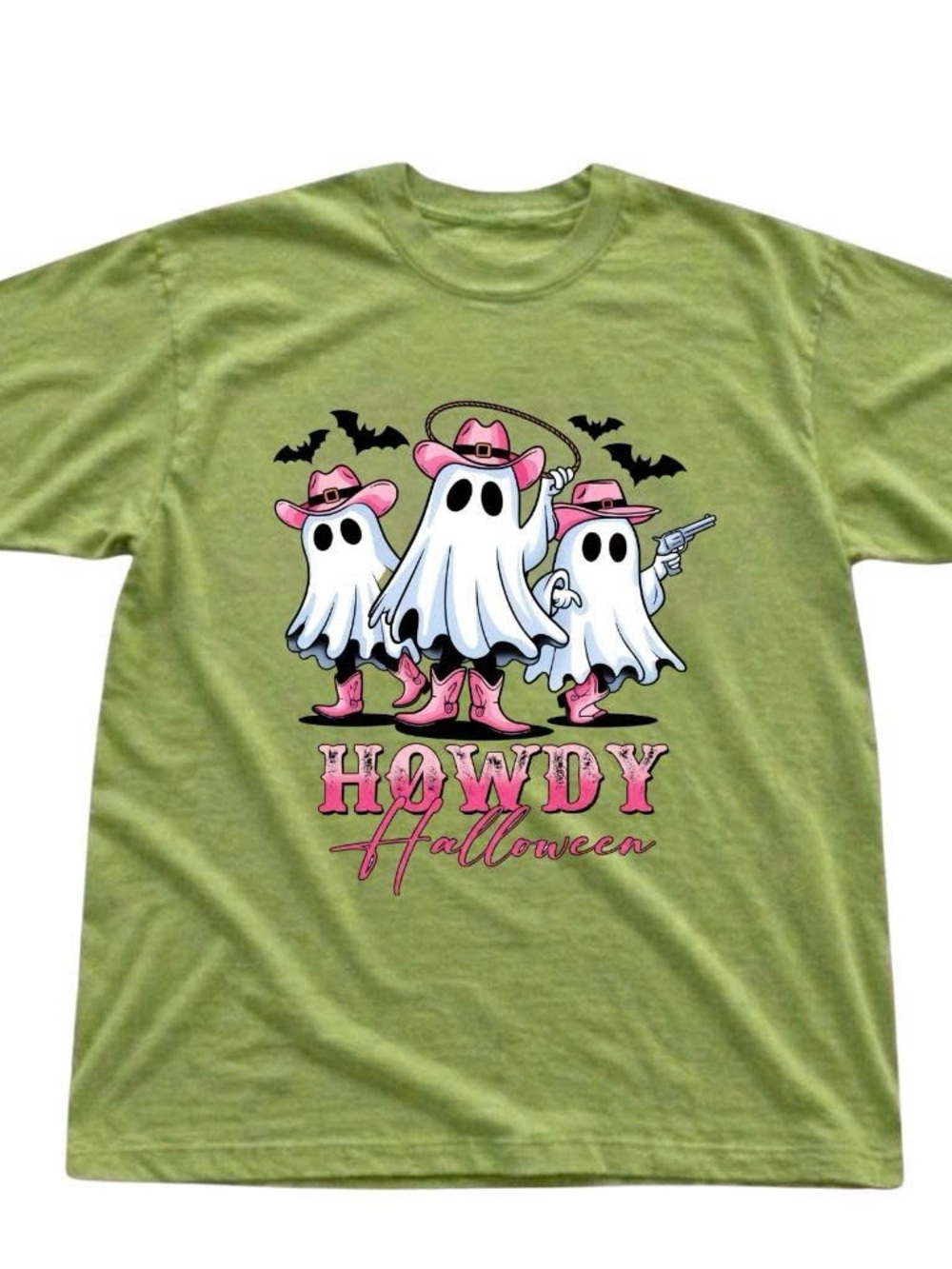 Gildan Shirt Howdy Halloween Green Graphic Tee